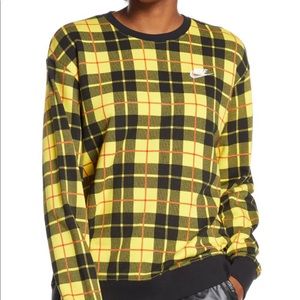 Nike Yellow Plaid Crewneck Pullover 